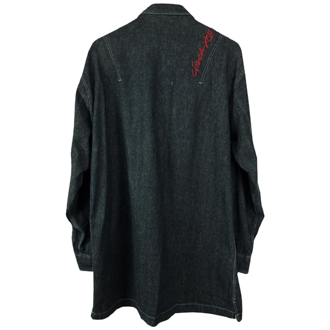 [푸부] 로고 자수 포켓 오버사이즈 올드스쿨 흑청 데님 셔츠 M19925 상품이미지3