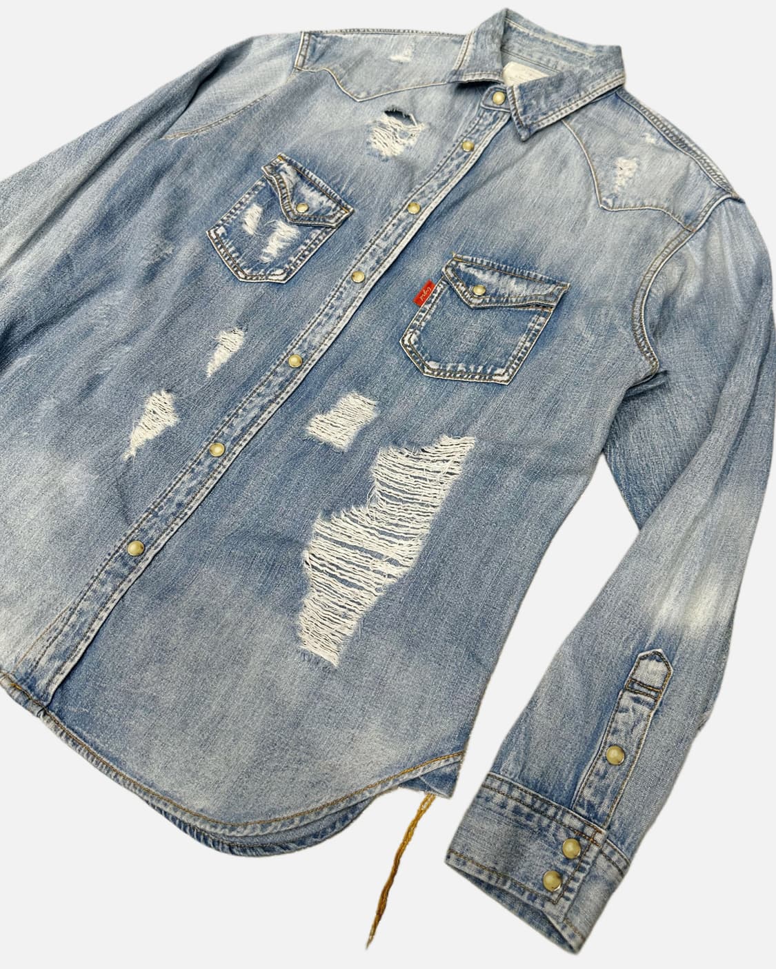 distressed western denim shirt 상품이미지3