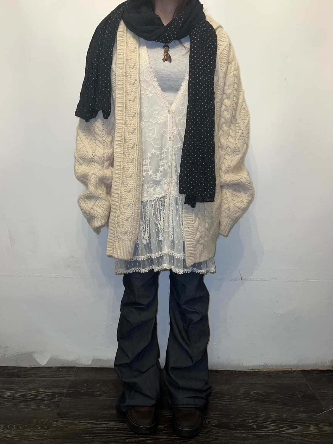 모리룩 레이스 롱 베스트 상품이미지3