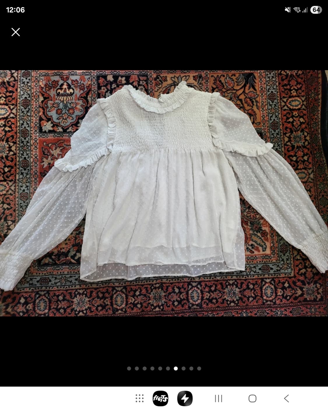 자라 쉬폰 레이스 레이어드 블라우스 스머그드 상품이미지4