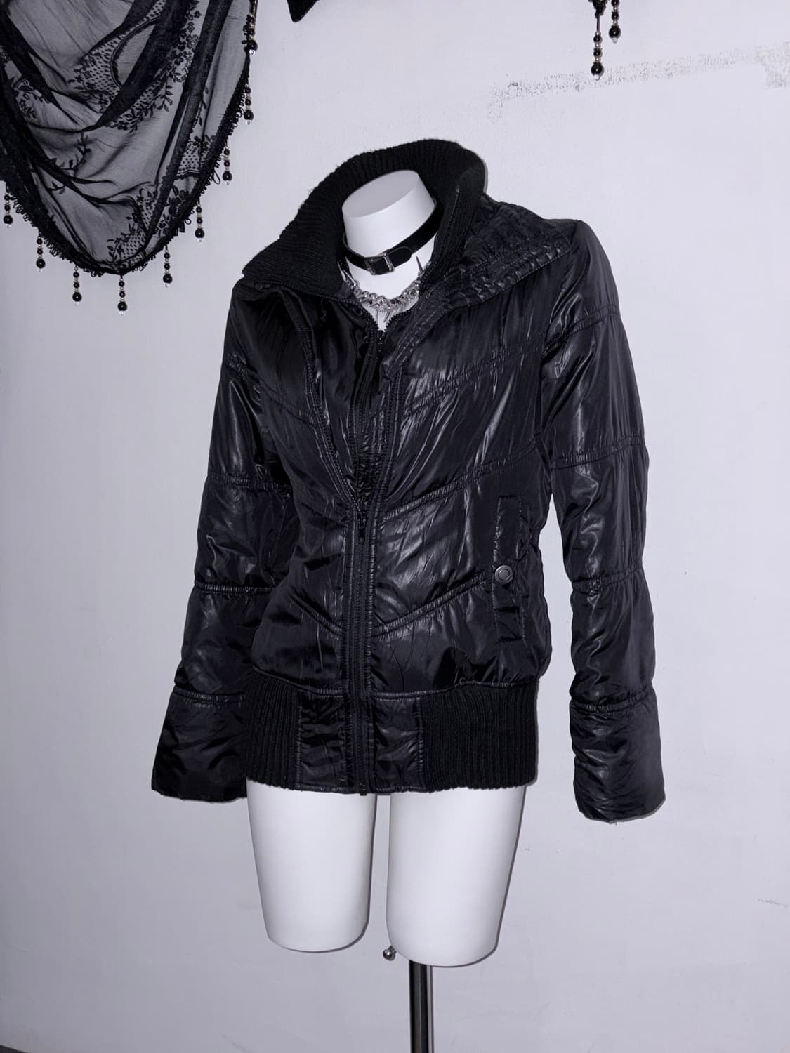 00s 유광 경량패딩 멀티집업 와투케 스트릿 y2k 락시크 고스펑크 상품이미지1