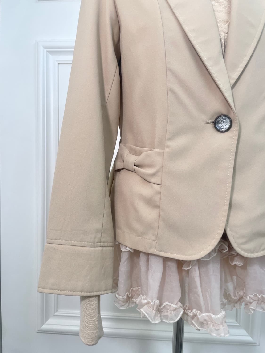 beige bow point summer jacket(size-M) 상품이미지6