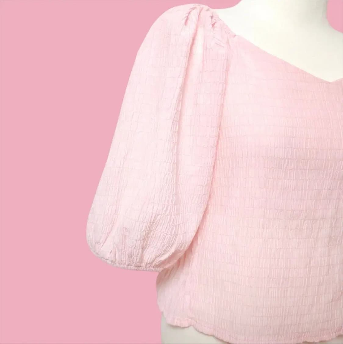 스모크밴딩 핑크 블라우스 상품이미지3