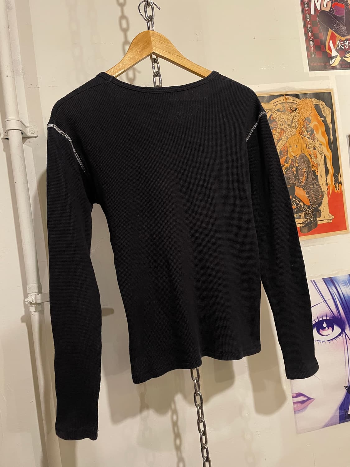 화이트 프린팅 와플 롱슬리브 펑크 y2k 상품이미지4