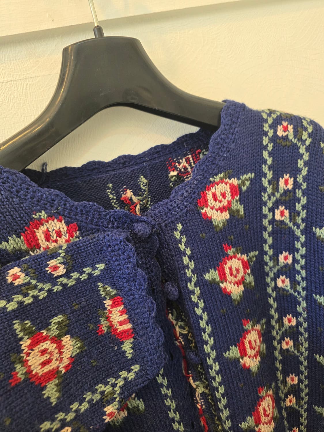빈티지 로즈 패턴 네이비 니트 가디건  자켓 상품이미지7
