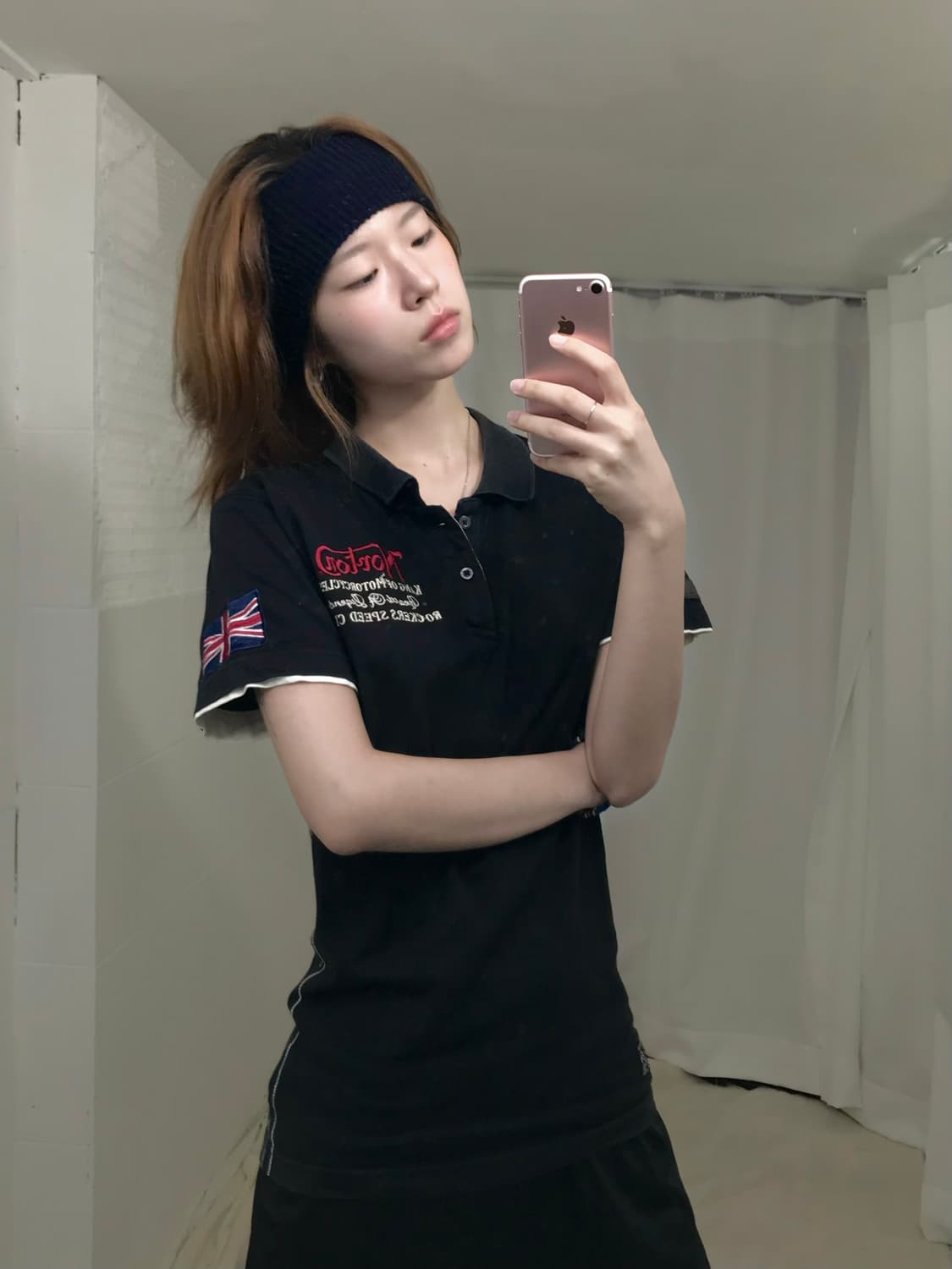 Norton 유니언잭 자수 블랙 카라 반팔 티셔츠 상품이미지2