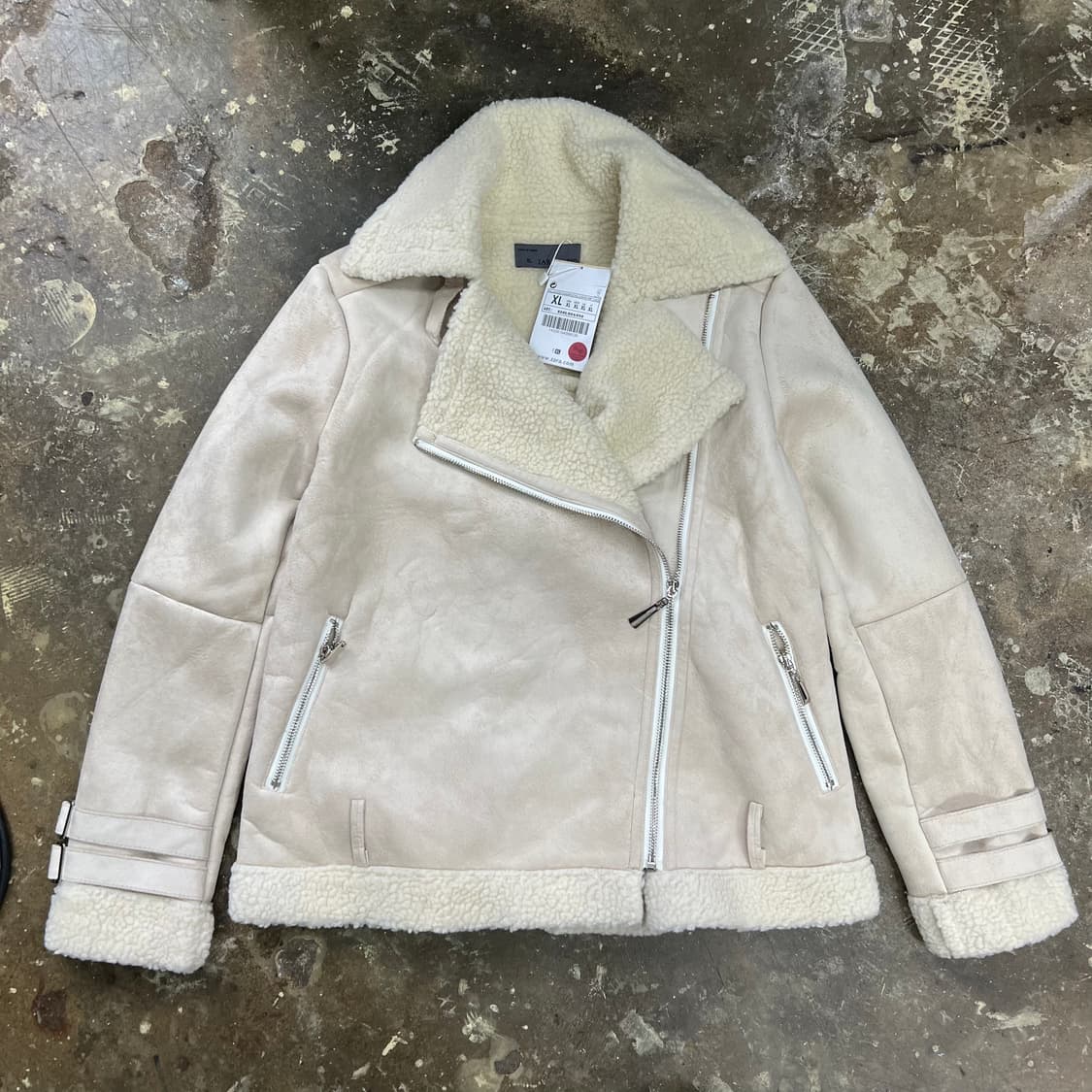 66) 새제품 ZARA 자라 스웨이드 양털 뽀글이 무스탕 자켓 상품이미지2