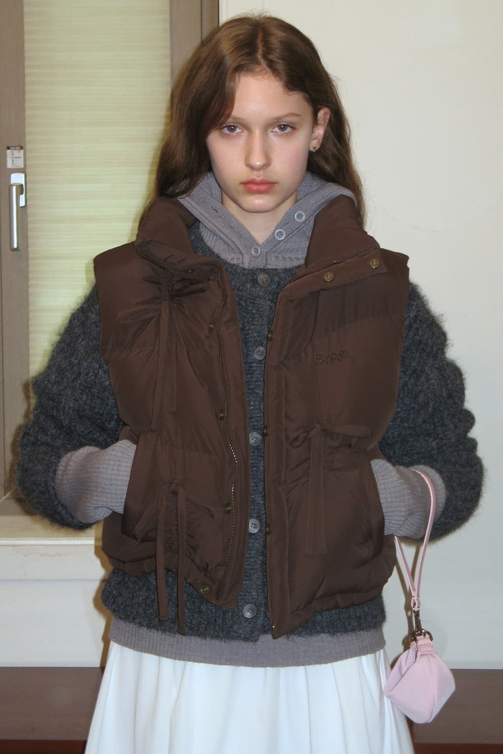 Sinoon ribbon detail puffer vest 상품이미지1