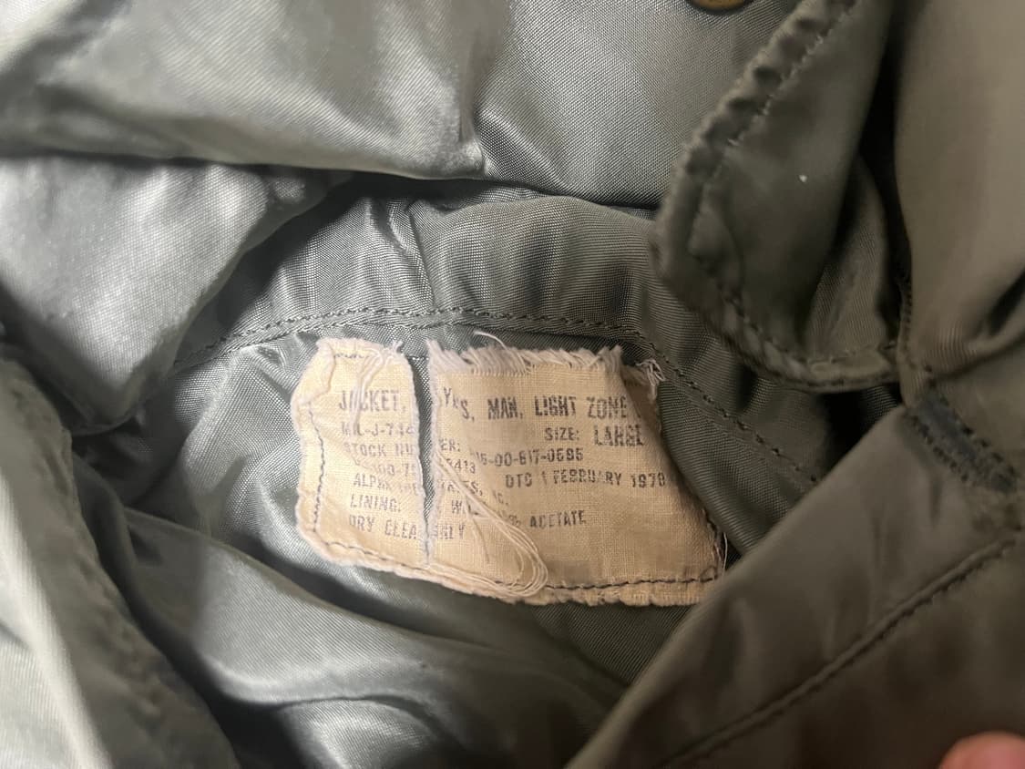 70s 미군 오리지널 L-2B 자켓 상품이미지2