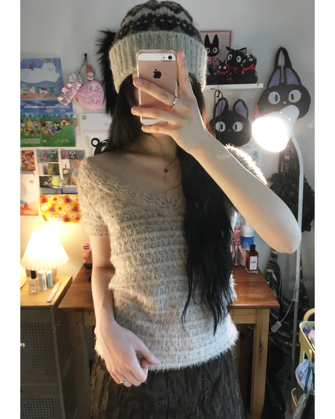 VINTAGE GLITTER TEXTURE TOP PINK BEIGE  상품이미지1