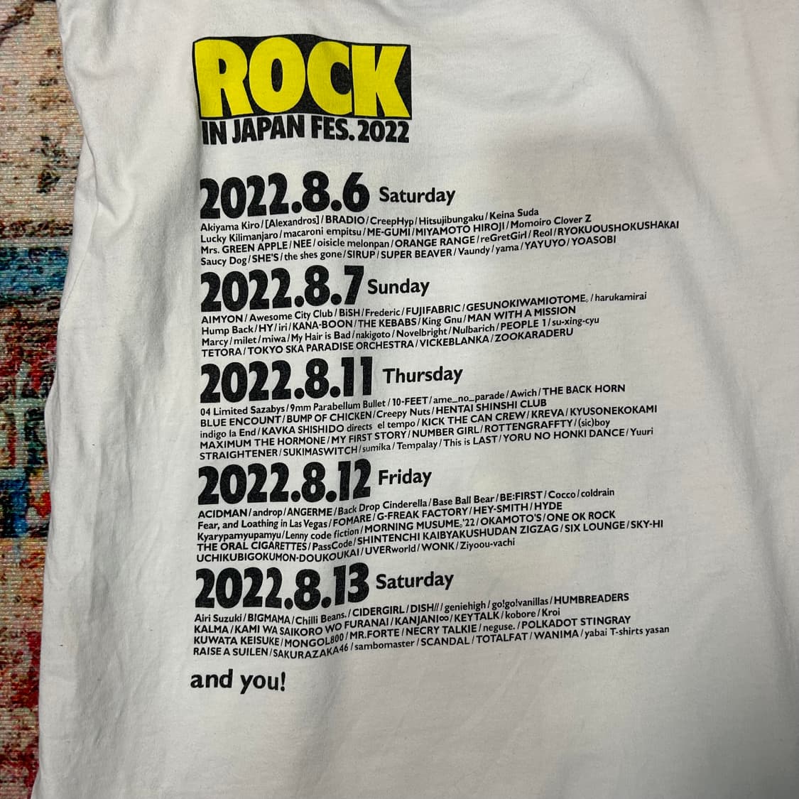 [M] ROCK in japan 페스티벌 2022 프린팅 밴드티 상품이미지8
