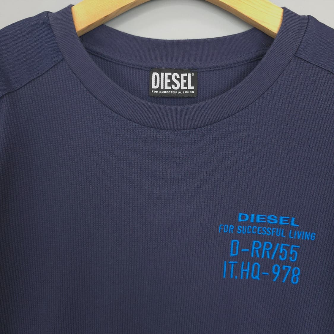 디젤 DIESEL 와플 조직 맨투맨 티셔츠 네이비 100 상품이미지2