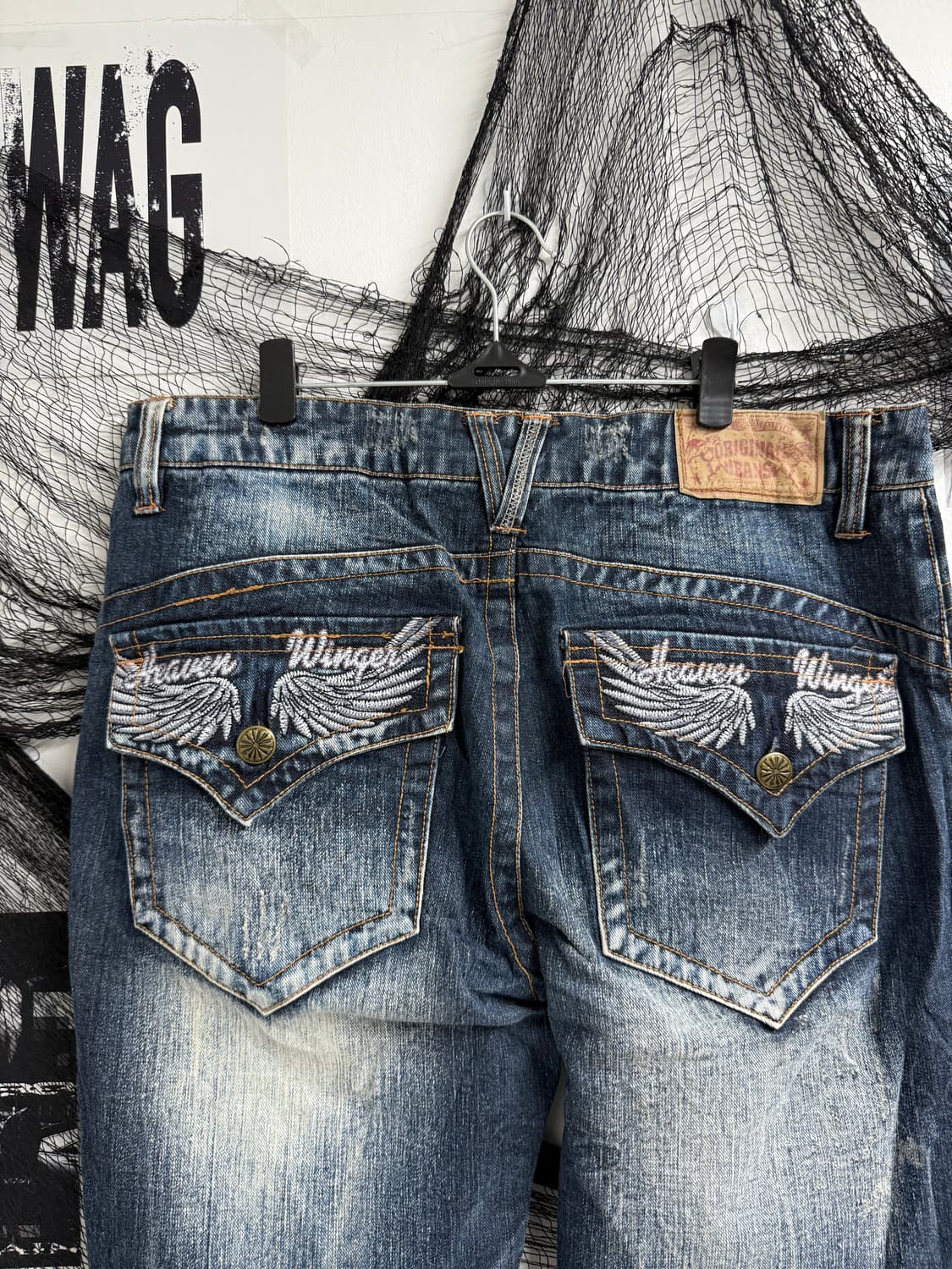 Wing embriodery washing jeans 상품이미지2