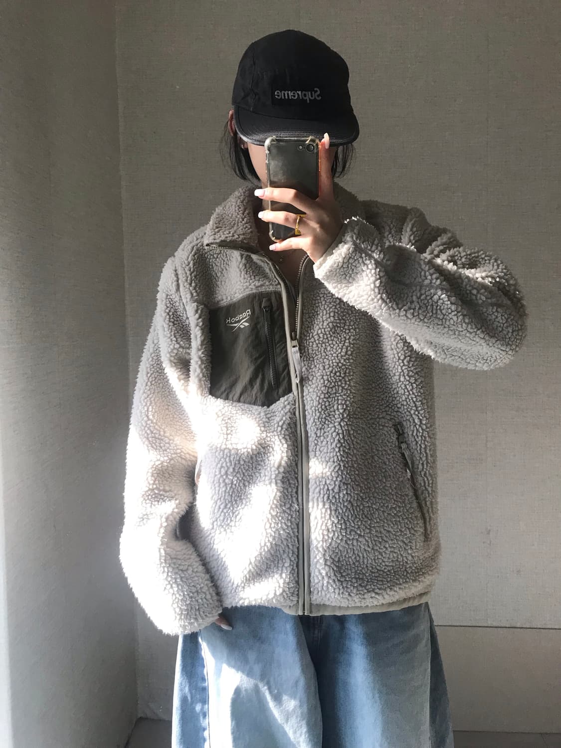 리복 아이보리 카키 후리스 상품이미지4