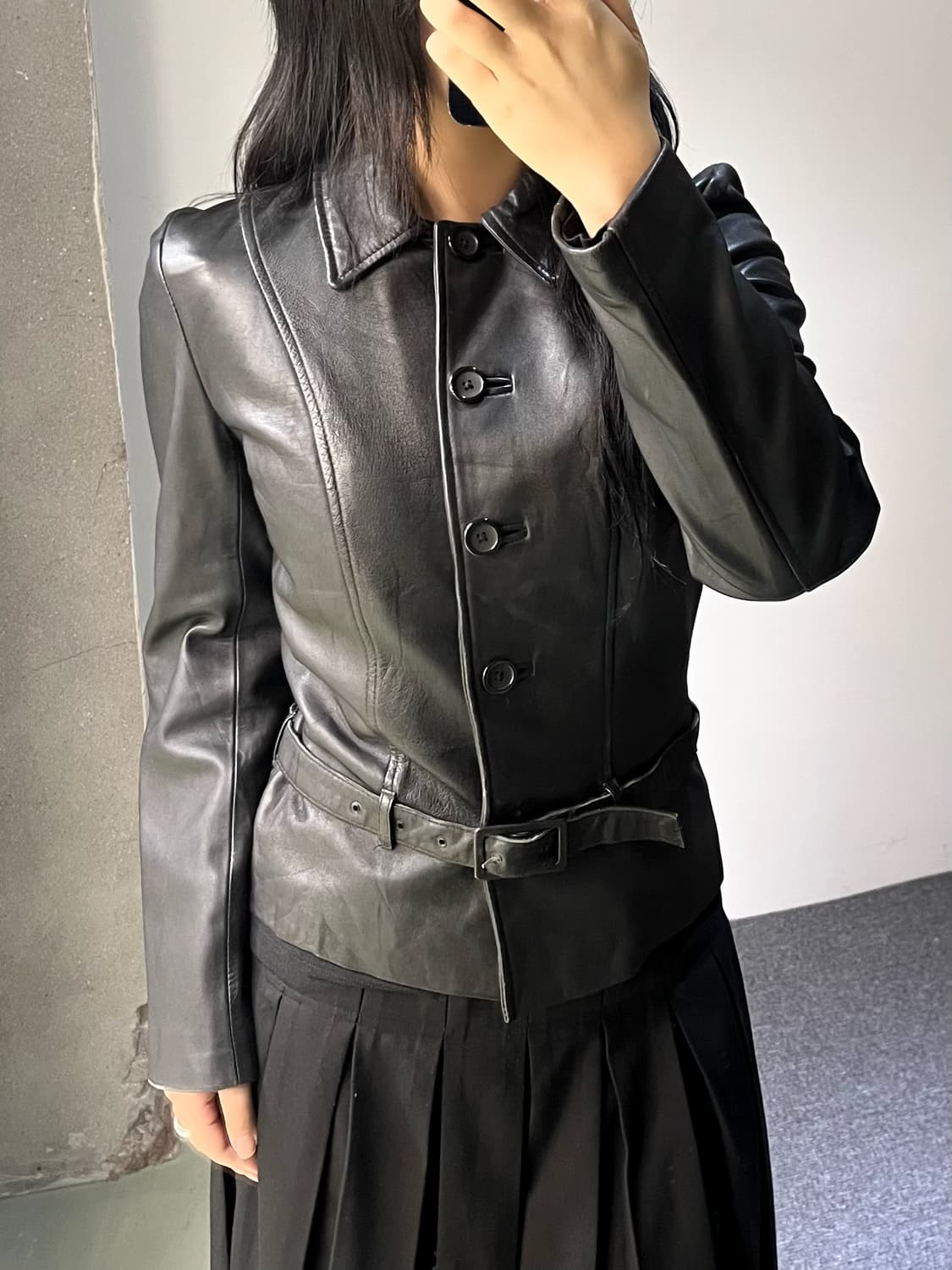 웨어하우스 잉글랜드 벨티드 레더 자켓 상품이미지2