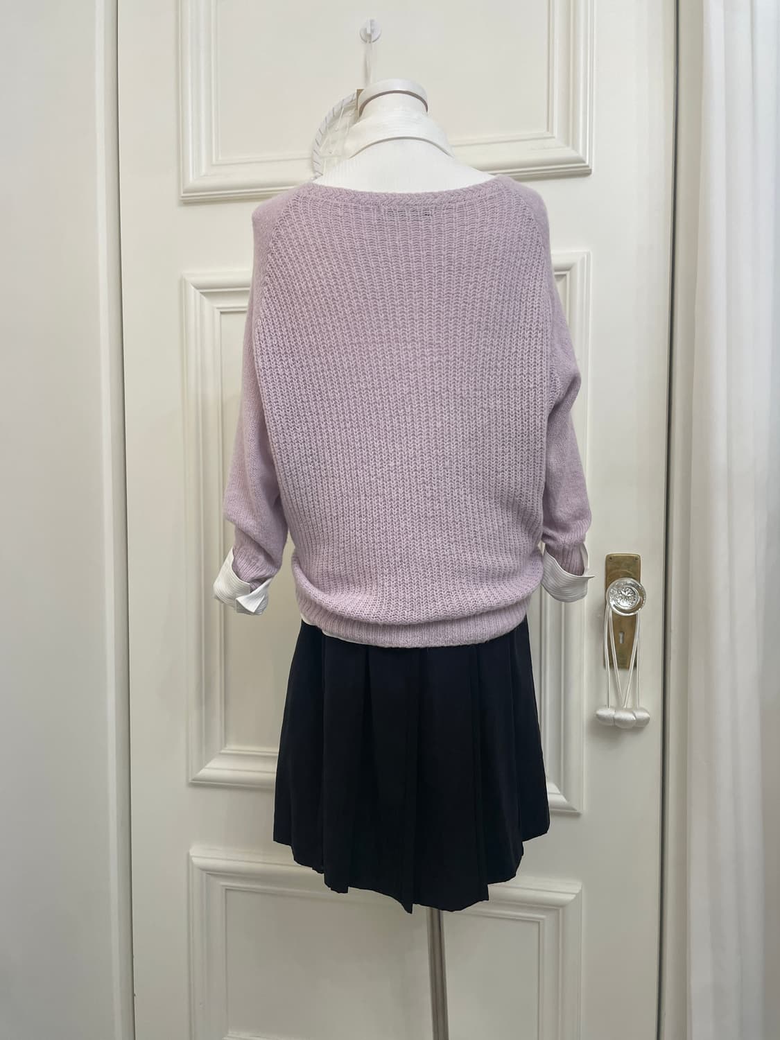 black pleats suade midi skirt(size-38) 상품이미지8