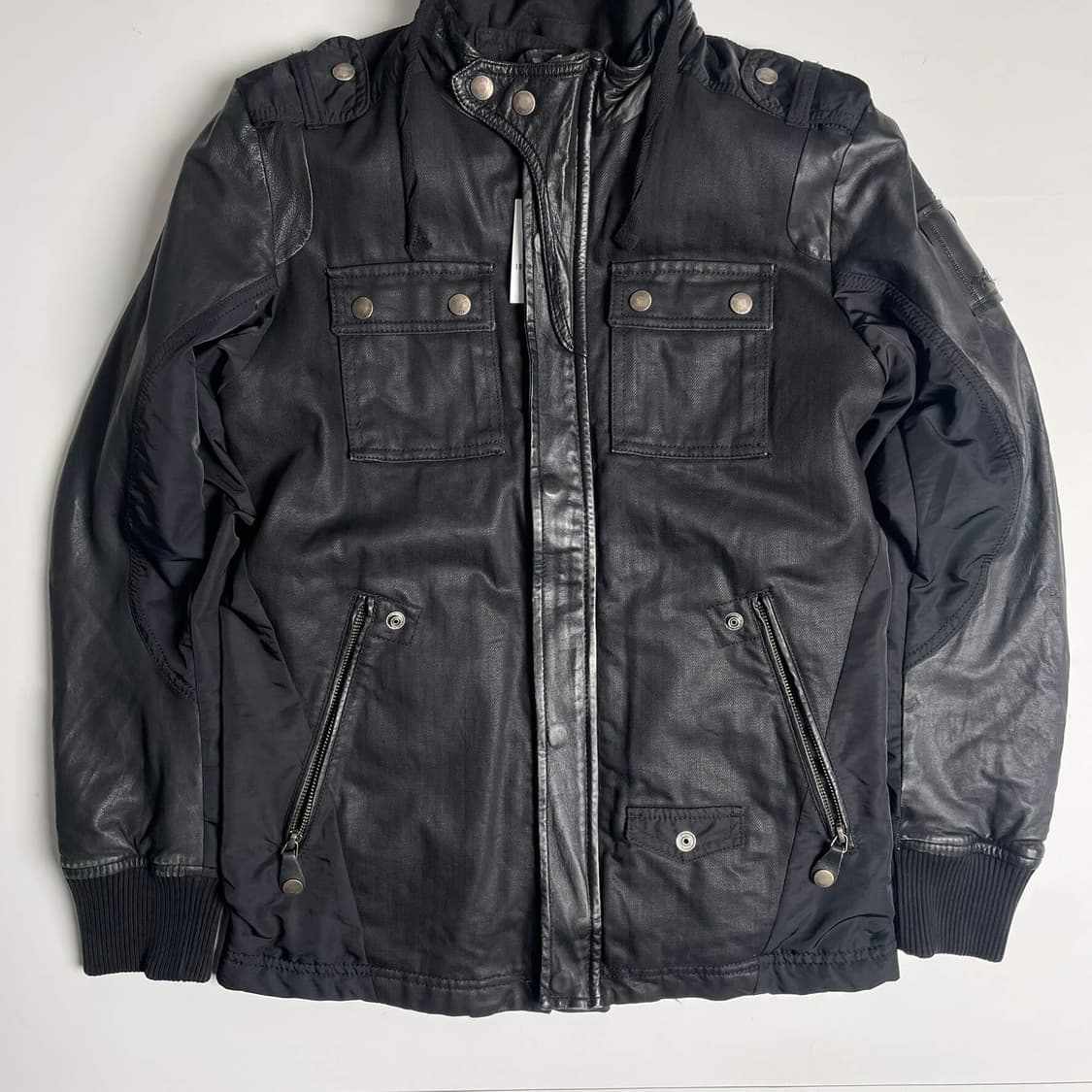 Diesel 왁스코튼 나일론 레더 믹스 자켓 상품이미지4