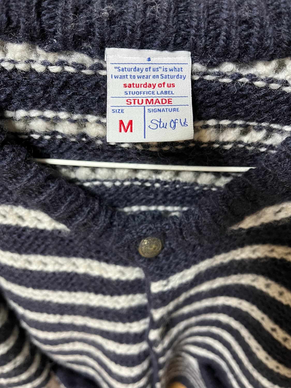 STU 라운드넥 스트라이프 가디건 네이비 상품이미지4