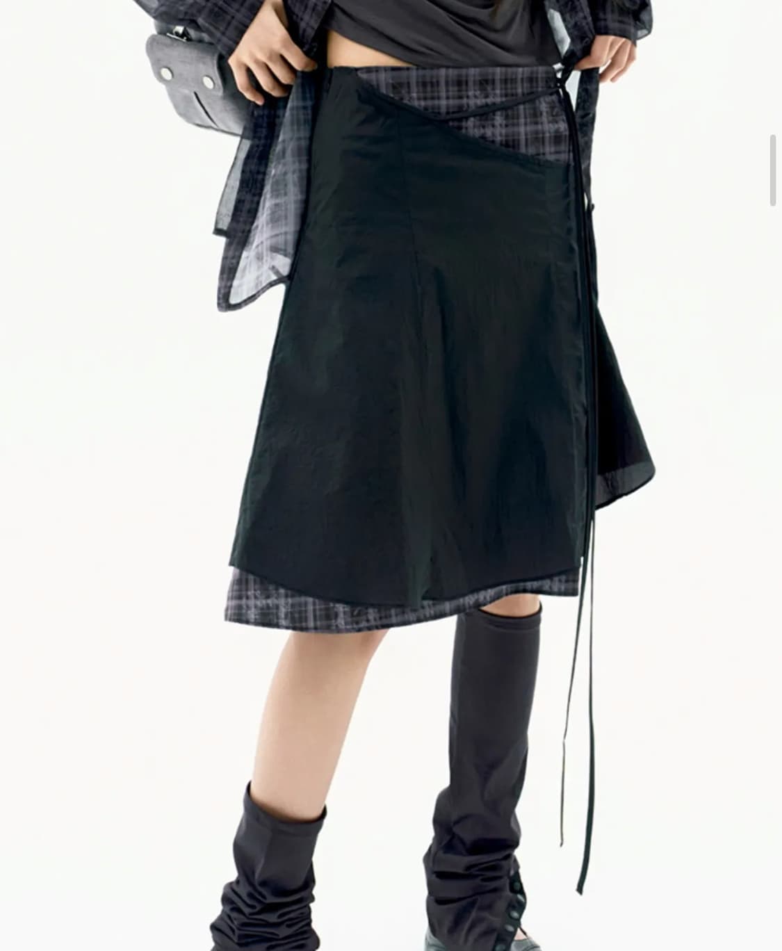 오호스 레이어드 스트랩 플레어 스커트 상품이미지1