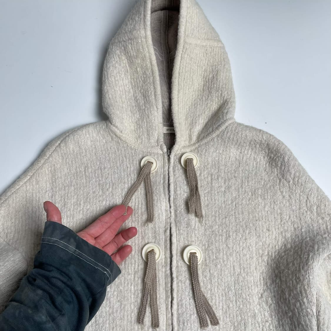 System 에스닉 패치 앙고라 블렌드 집업 후드 상품이미지5