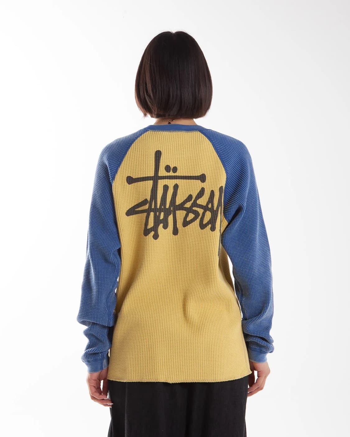 스투시 Stussy 베이직 써멀 투톤 롱슬리브 티셔츠 옐로우 M 상품이미지3