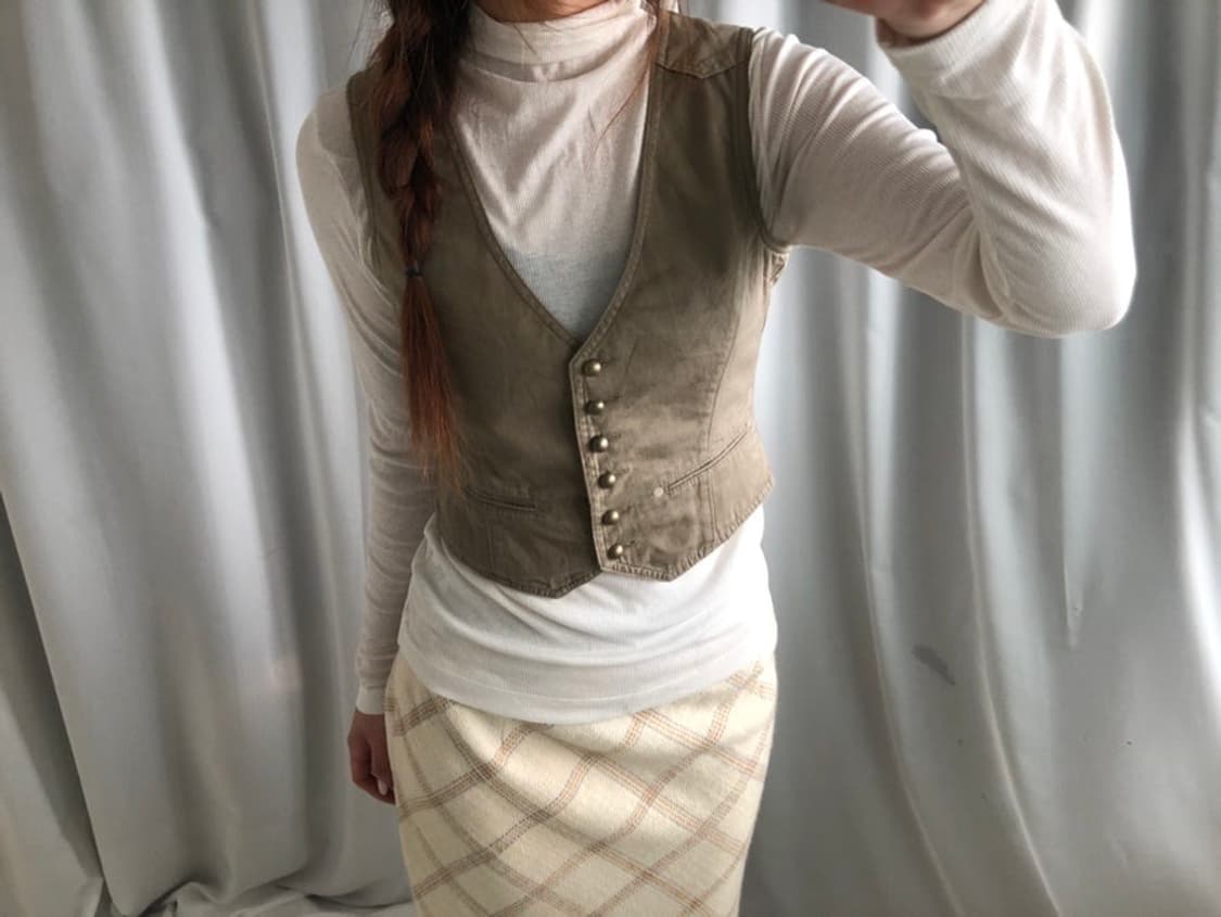 823. beige vintage vest  상품이미지3