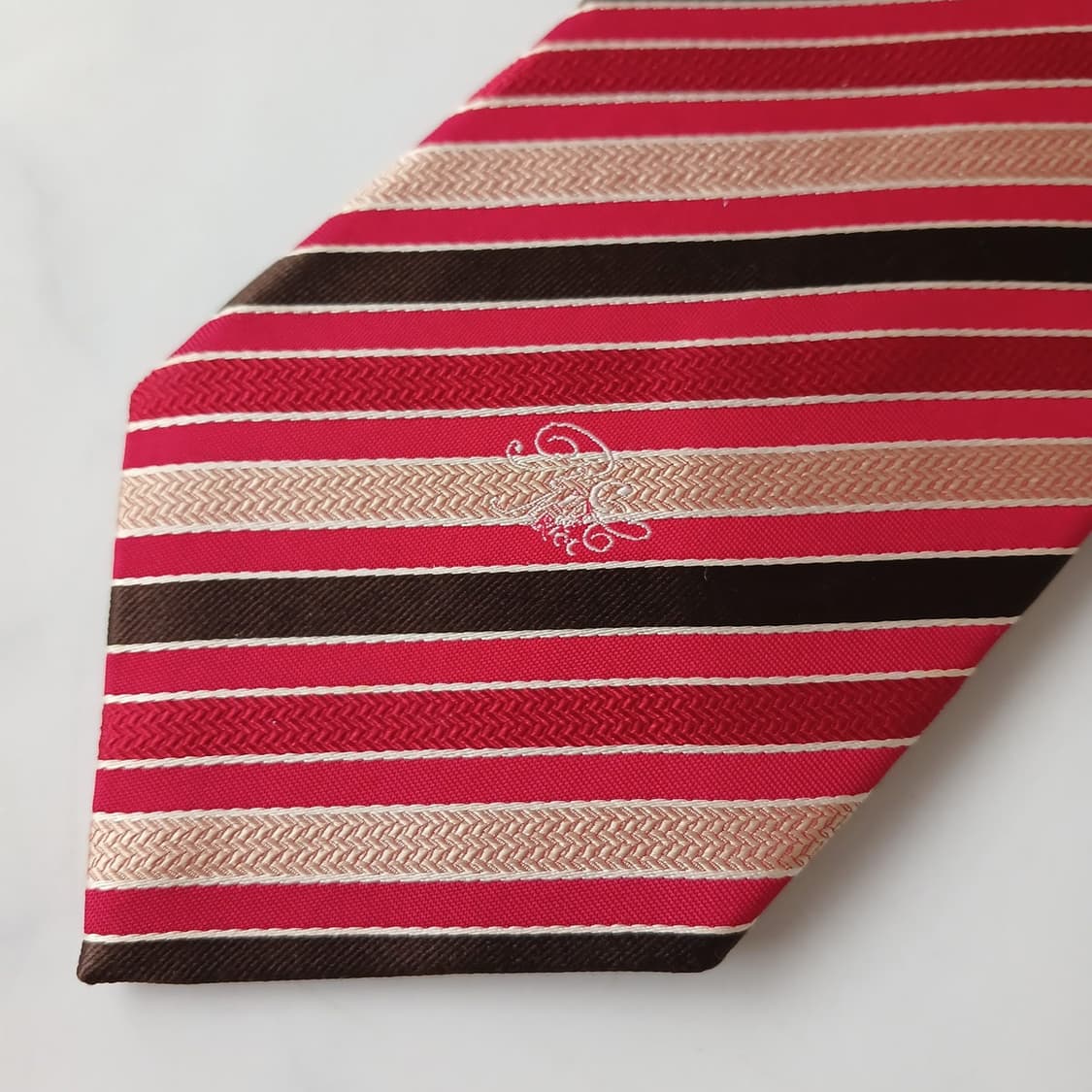 니나리치 실크 레드 스트라이프 넥타이 9.5cm A+등급 E733 상품이미지6