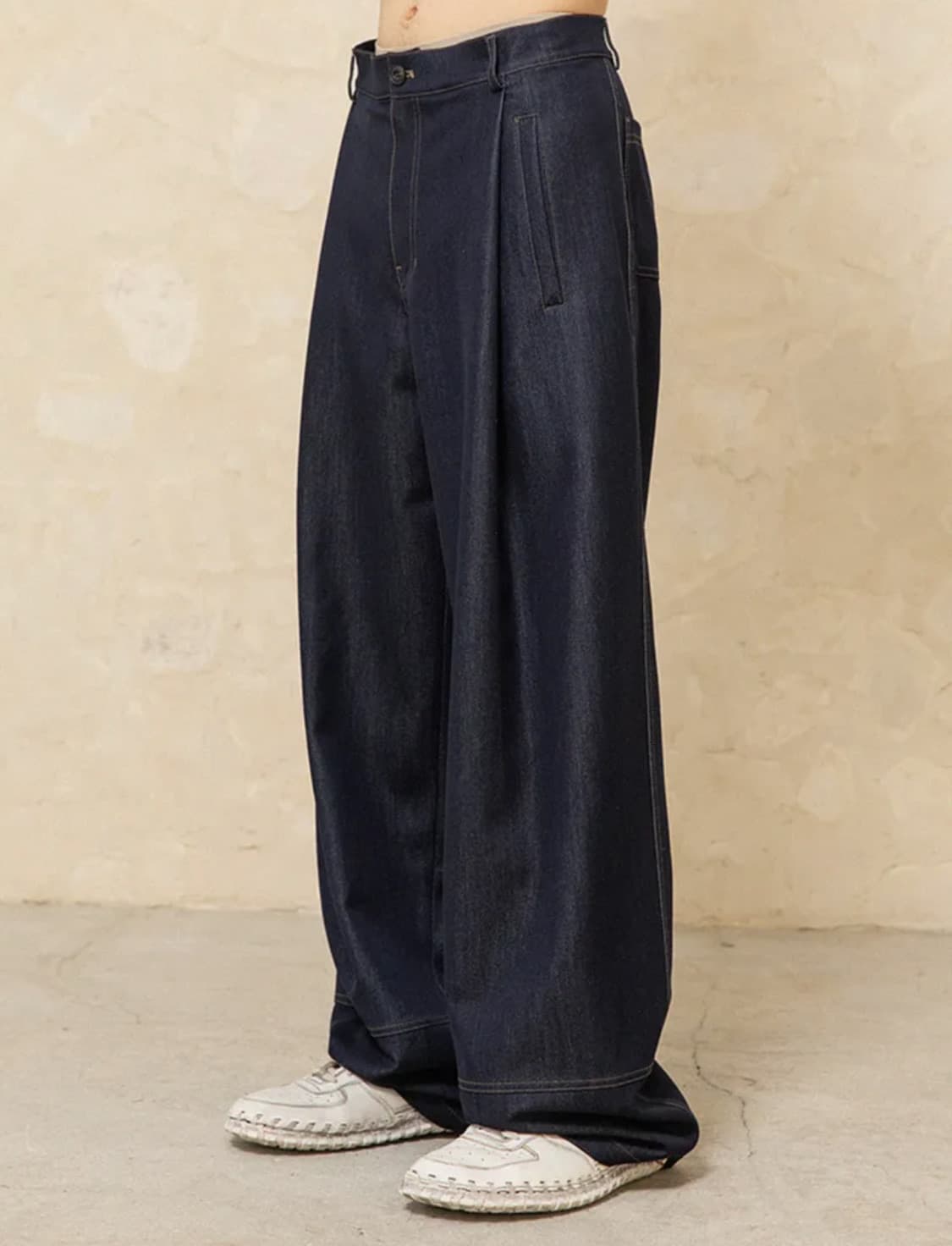 [3사이즈] 비긴202 원턱 와이드 라이크 데님 팬츠 인디고 상품이미지1