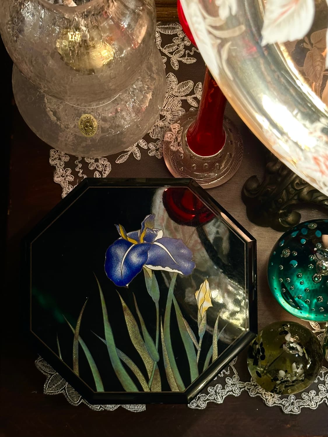 일본 빈티지 오르골 팔각 칠기 보석함 소품함 상품이미지5