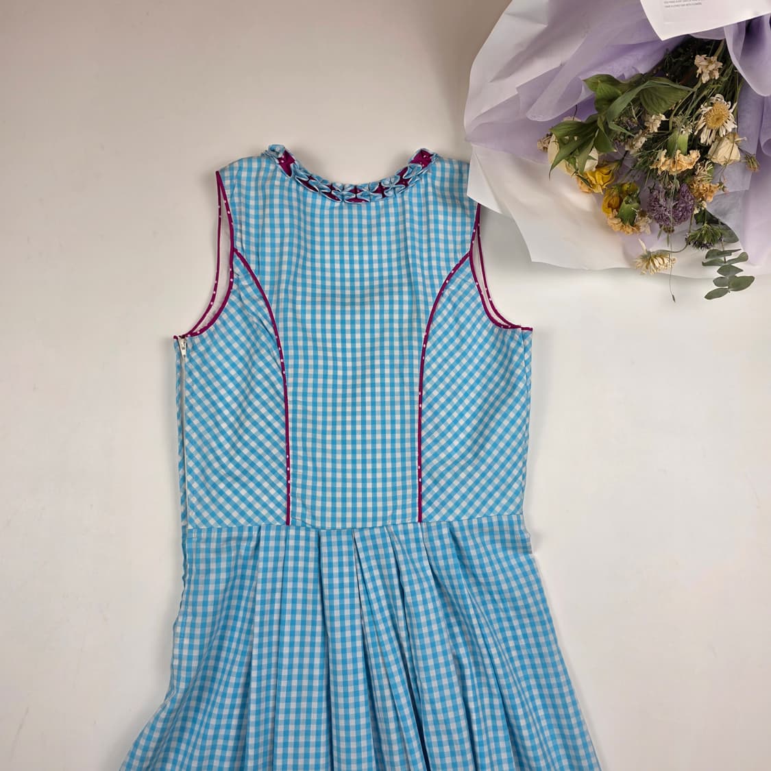 깅엄체크 디른들 원피스 상품이미지5