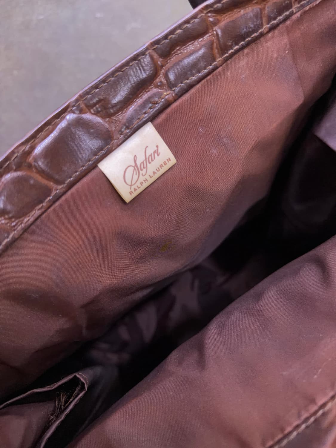 랄프로렌 사파리 인조 악어가죽 엠보싱 토트백 브라운 상품이미지8