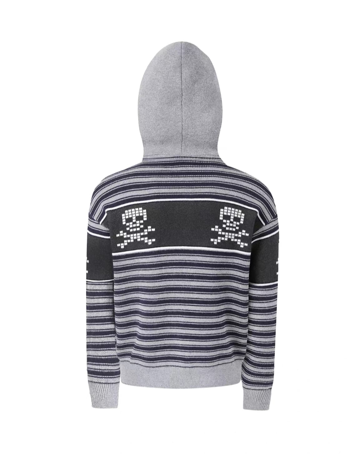 빈티지 갸루 해골 스트라이프 니트 후드집업 상품이미지3