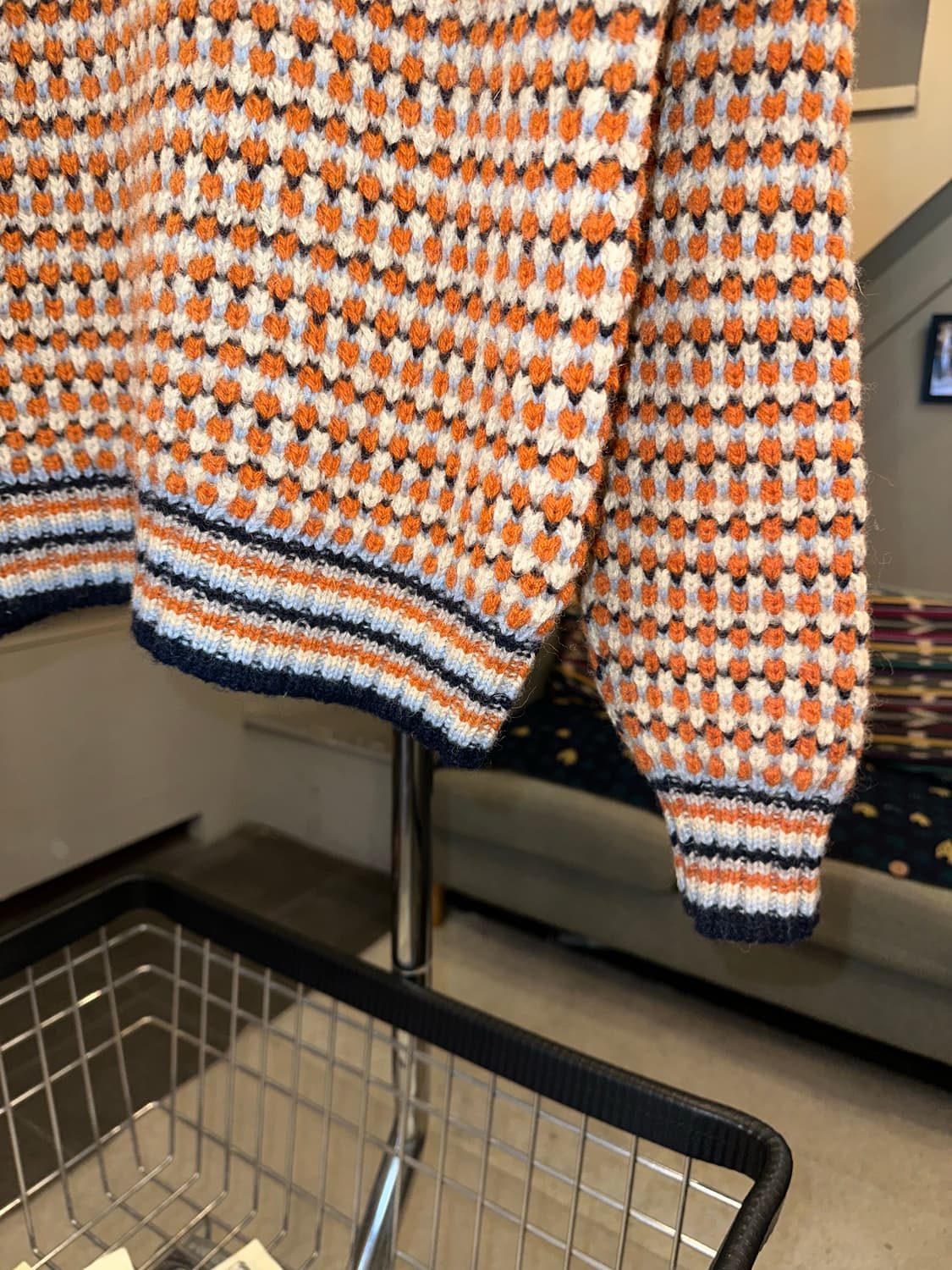 Beams check pattern detail wool knitwear 상품이미지7