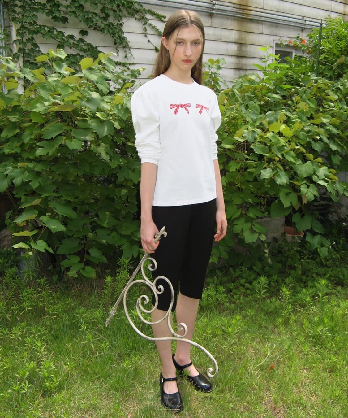 sinoon 시눈 리본 퍼프 롱 슬리브 티셔츠 (화이트)  상품이미지1