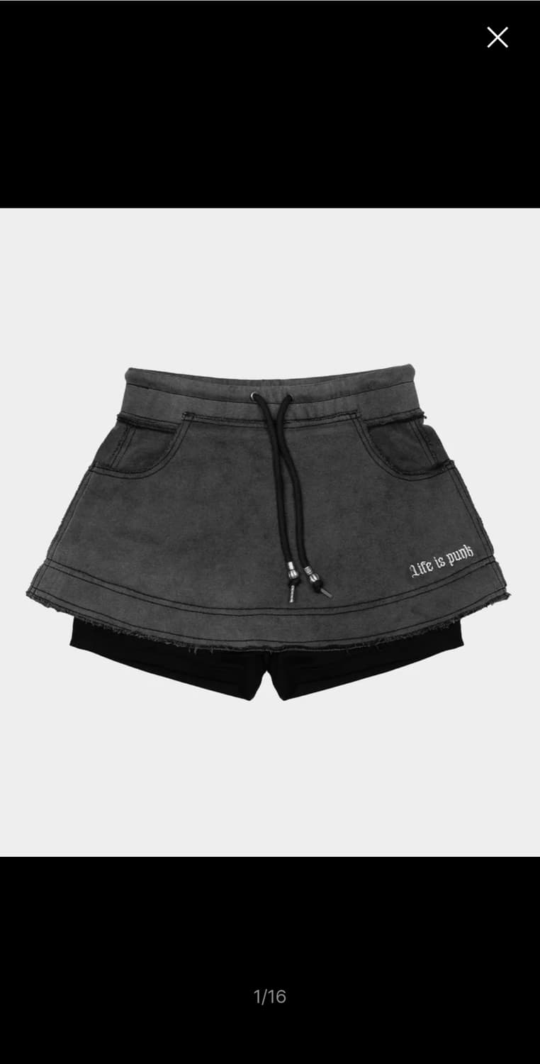 러프넥 로우 스티치 팬츠 스커트 상품이미지1