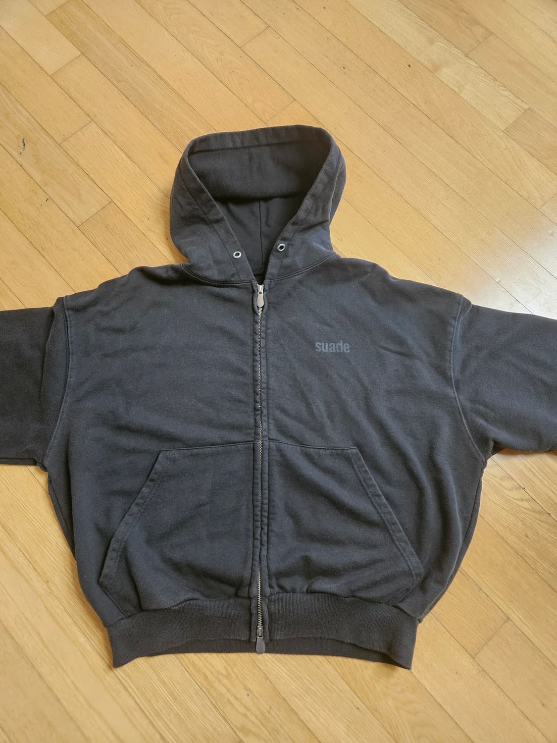 스웨이드 cropped washed hood [wash black] 상품이미지2