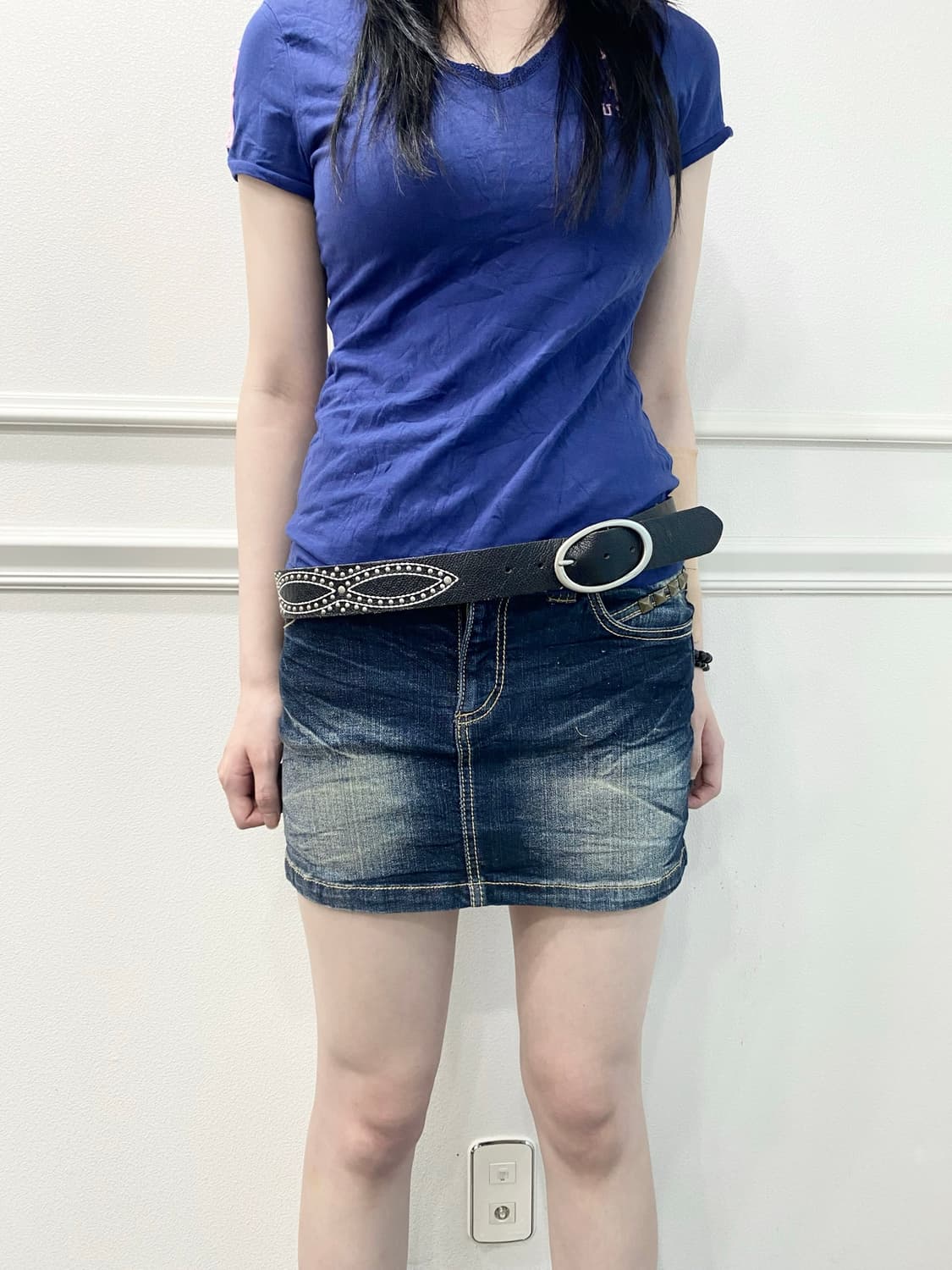 Python Leather Detail Stud Skirts 상품이미지7