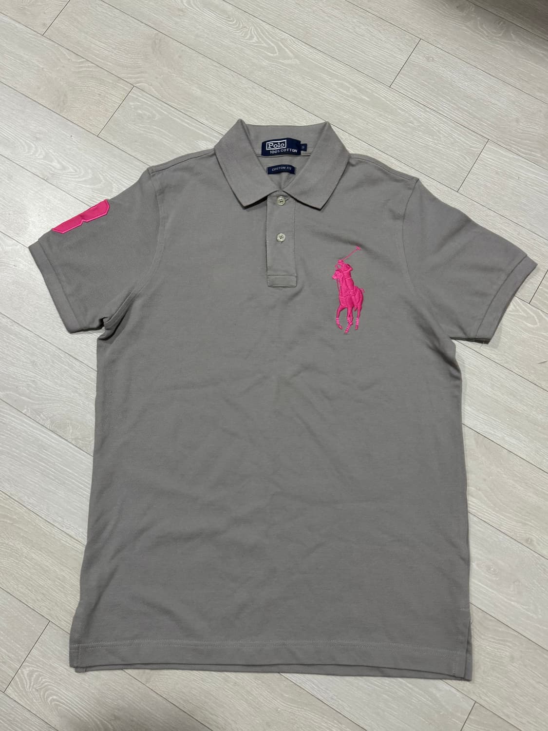 폴로 핑크 빅포니 커스텀 핏 카라티  상품이미지1