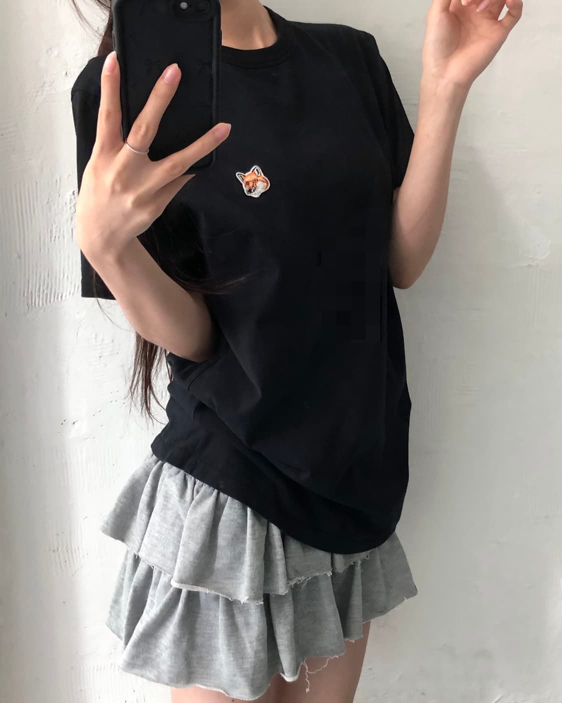 Maison Kitsuné 메종키츠네 블랙 컬러 폭스패치 티셔츠 상품이미지2