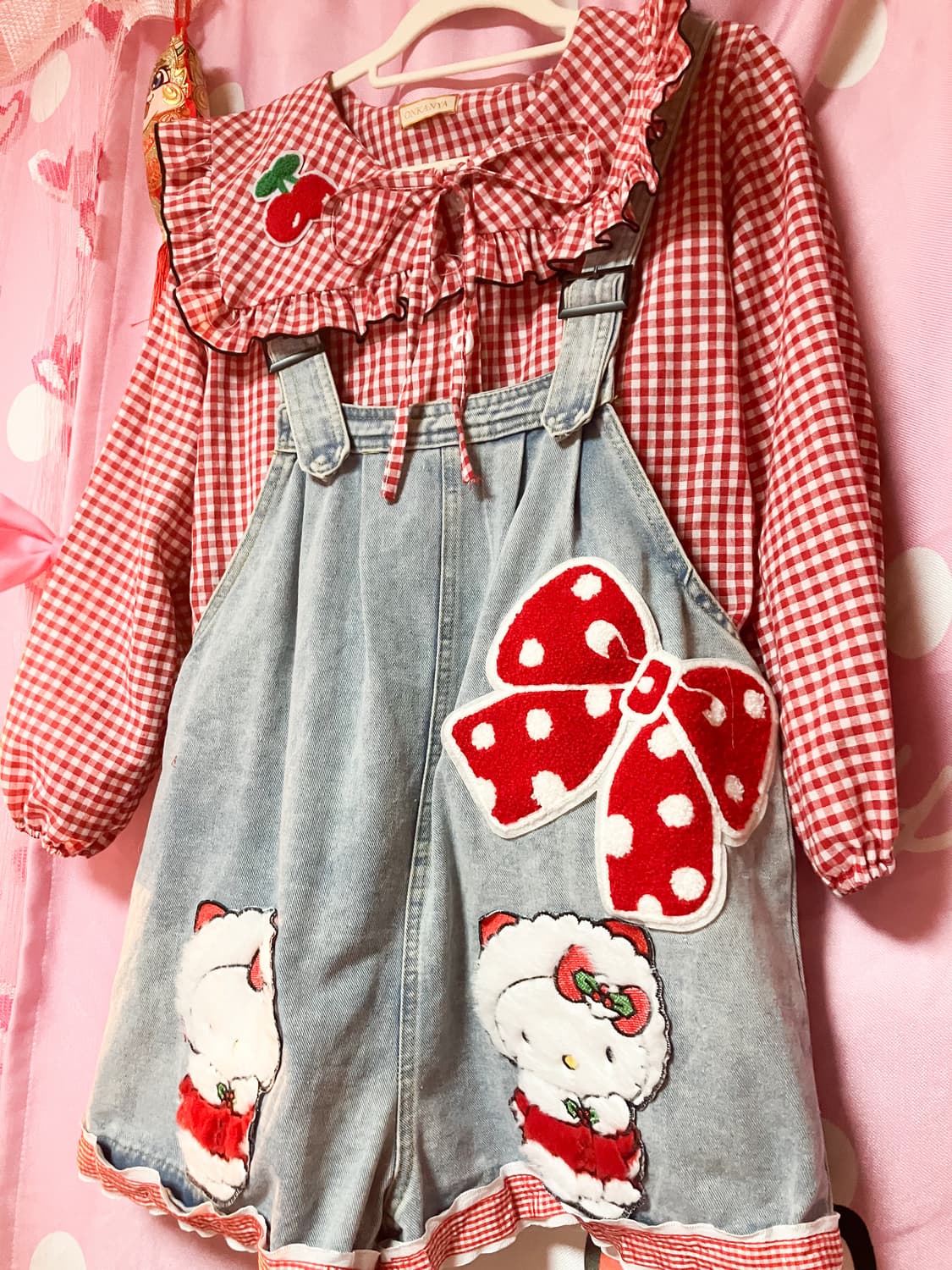 키티 블라우스+데님 오버롤 셋업 상품이미지5