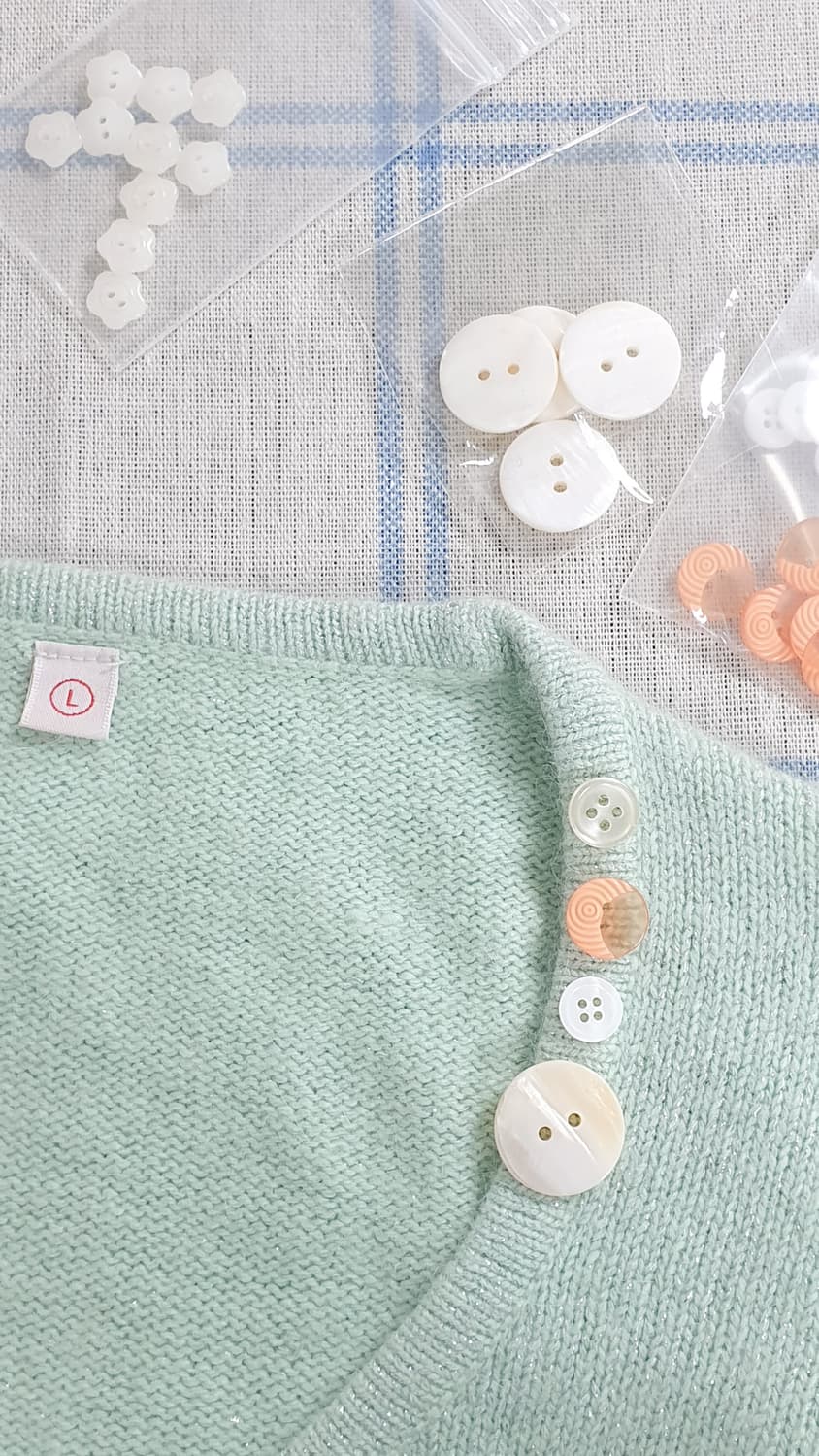 민트 버튼 앙고라 울 니트 스웨터 상품이미지8