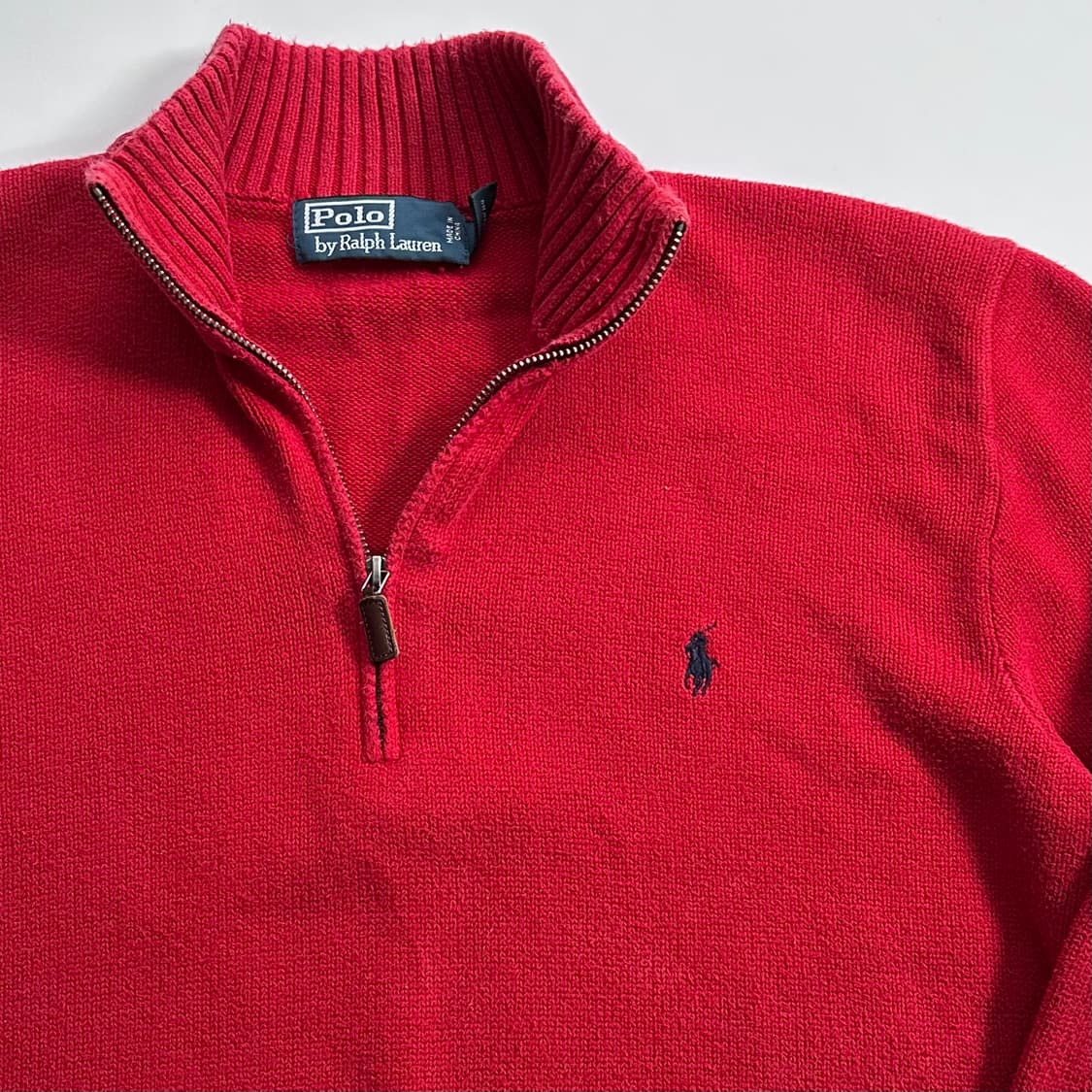 폴로 랄프로렌 레드 코튼 니트 반집업 상품이미지4