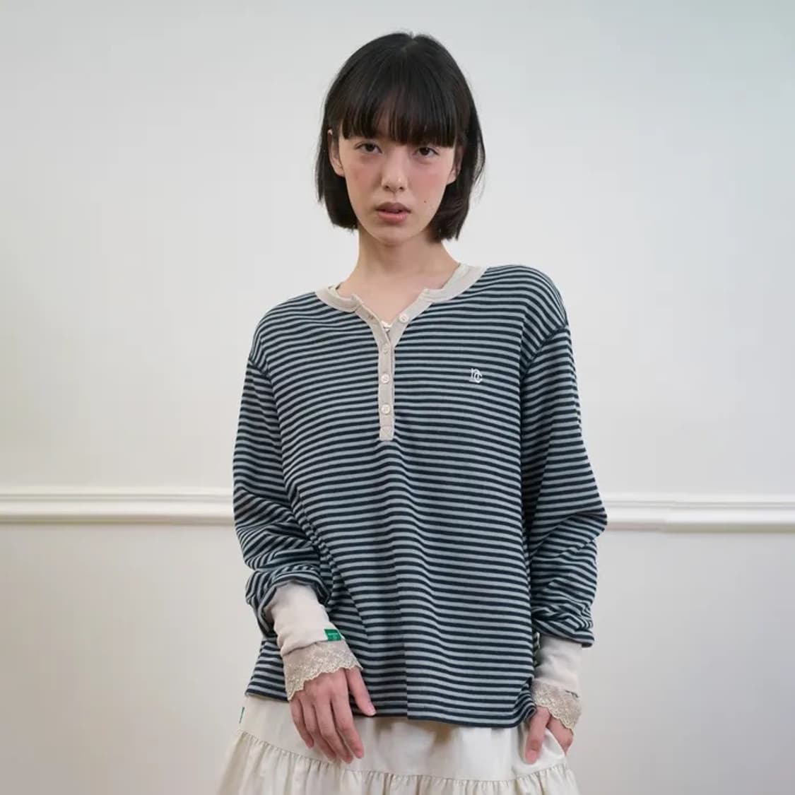 새상품)노컨텐츠 톤다운 스트라이프티 아이보리 상품이미지1