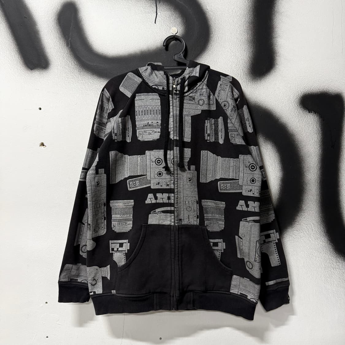 VTG 빈티지 실버 글로시 멀티 프린팅 집업 후디 상품이미지1