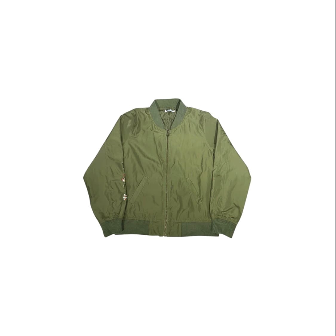 일본 빈티지 카키 꽃 자수 스카잔 마원 항공 잠바  상품이미지4