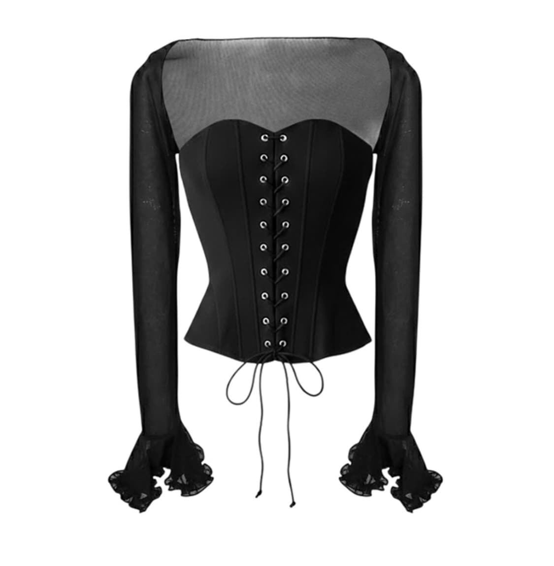 [새상품] 레이스업 시스루 탑  상품이미지1