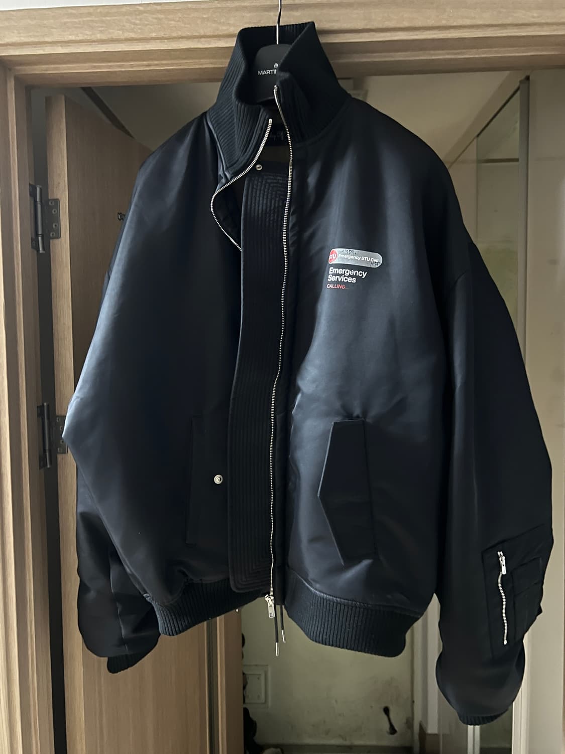 (L) stu 오버핏 칼라 봄버 블랙 상품이미지1