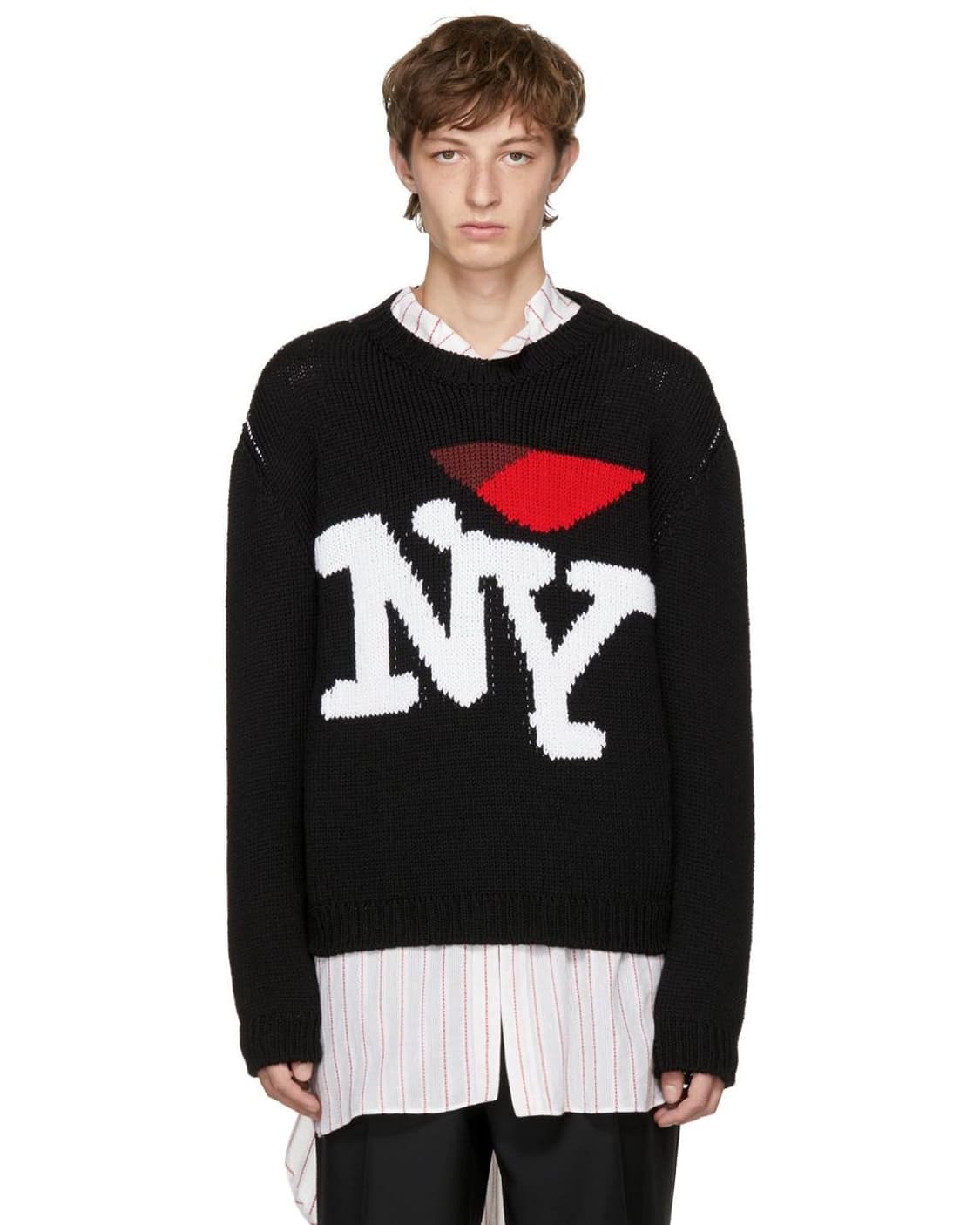 [구매완료] 라프시몬스 아이러브 NY 크롭니트 블랙 상품이미지1