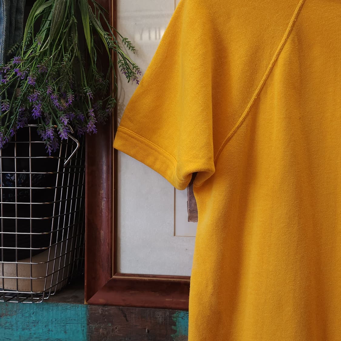 90s town craft 빈티지 반팔 스웻셔츠 옐로우 링커티 L 상품이미지5