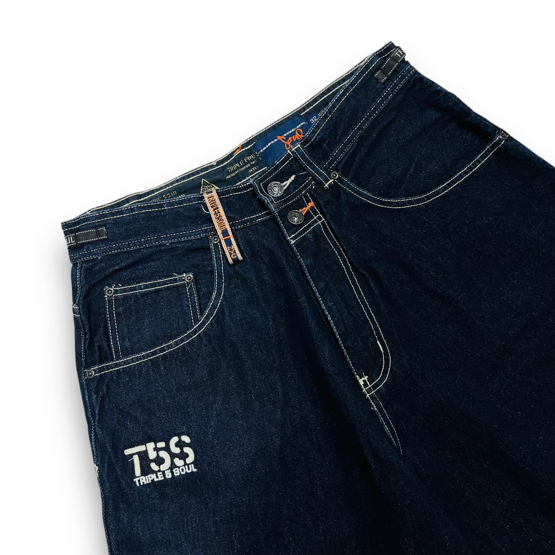 Triple 5 soul 올드스쿨 데님 통 하프 팬츠 상품이미지3